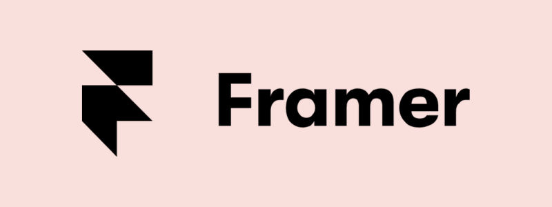 Framer’s logo. Like many saas companies, it is a simple geometic design. This design shows an F alongside the word “Framer”